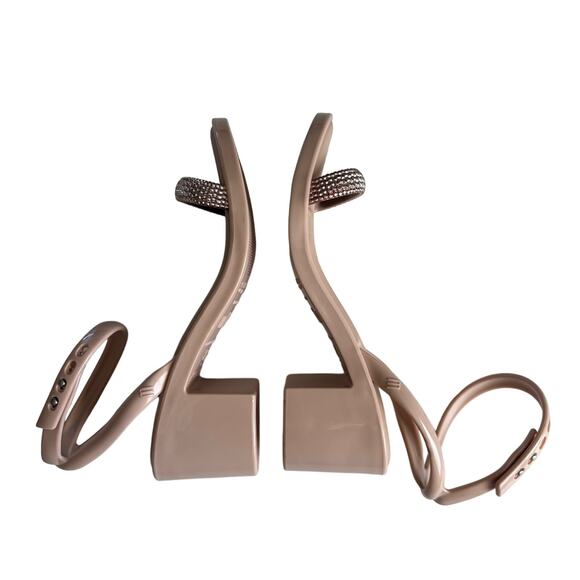 Melissa Women’s Shiny Pink Metallic Toe Strap Block Heel Sandals Size 5 - Picture 4 of 7